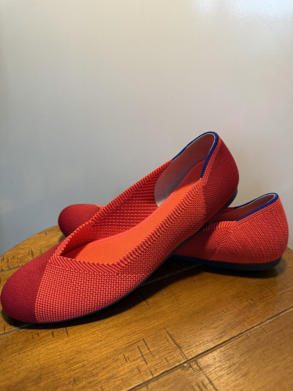 Rothy's The Flat Cherry Pop Red Pink ROUND Toe Slip On Size 8.5 Ballet Core Shoe